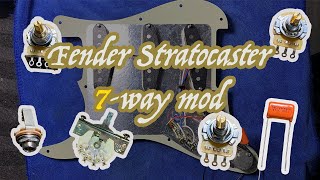 Fender Stratocaster 3 single Coils 7 way mod with PushPull Pot [upl. by Ecnaralc]