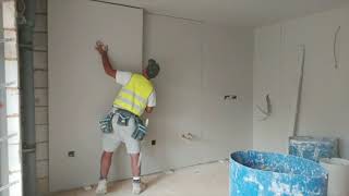 Drywall constructions How to dry line a kitchen wall and a window reveals wall with plasterboard [upl. by Valentin870]