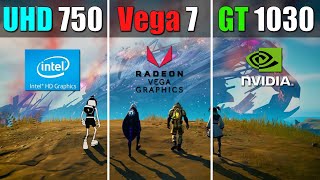 Vega 7 vs UHD 750 vs GT 1030  Test in Fortnite 1080p  Performance Mode [upl. by Einnalem]