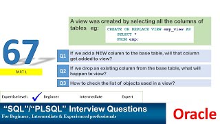 Oracle PL SQL interview question  Oracle View related question  adddrop columns in base table [upl. by Gavrilla]