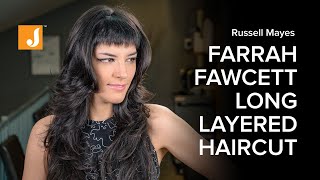 Long Feathered Farrah Fawcett Haircut with Baby Bangs [upl. by Ellerahc]