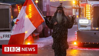 Canada trucker protests prompt state of emergency  BBC News [upl. by Sabanrab]