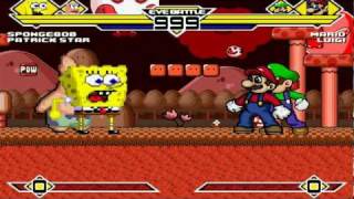 Spongebob amp Patrick vs Mario amp Luigi Warner MUGEN Battle REMATCH [upl. by Ulberto]