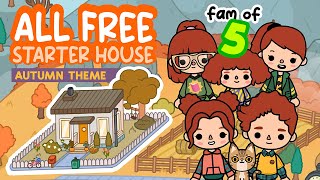 ALL Free Small STARTER House for Big Family Autumn Cozy Aesthetic 🧡TOCA BOCA House  Toca Life World [upl. by Elyrehc]