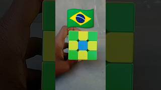 Brazil flag in 3 by 3 rubiks cube kingofcubers viral short rubikscube trendingshorts youtube [upl. by Farhi]