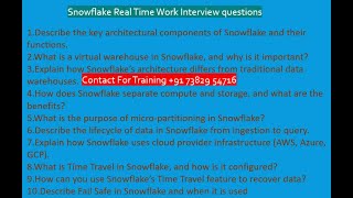 Snowflake RealTime Work Interview Questions Part 1 [upl. by Everara]