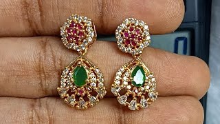 Excellent stone earrings collection8754252999 live earrings online gold white trending [upl. by Artied]