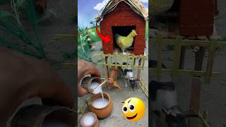 DIY diorama Making Cow shed amp milk production with hen diy miniature [upl. by Aloiv]