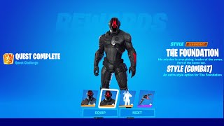 How To Get The Foundation Combat Style The Rock Skin in Fortnite  all The Foundation quests [upl. by Enelad]