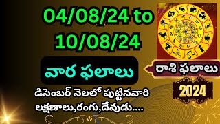 Weekly Rasi Phalalu teluguvaara phalalu 40824 to100824weekly horoscopes [upl. by Osmen]