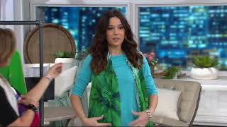 Susan Graver Liquid Knit VNeck Top with Printed Sheer Chiffon Vest on QVC [upl. by Brockwell]