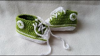 Babyschuhe häkeln – Turnschuhe – Sneakers  Teil 5  Schnürsenkel Logo by BerlinCrochet [upl. by Kennedy142]