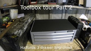 Toolbox tour Part 2  Halfords 3 drawer middle tool chest [upl. by Hinze]