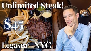 Eating Unlimited Ribeye Steak for 45 at Legasea Best Steak Deal in NYC [upl. by Fern]