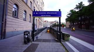 Sweden Stockholm Tekniska Högskolan subway station SMW inclined elevator  going down [upl. by Cheng]