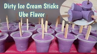 How to Make Dirty Ice Cream Sticks Ube Flavor ll Pangnegosyo recipe with costing [upl. by Sukey]