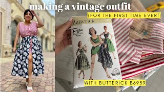 Making a vintage outfit w Butterick B6939  first time ever [upl. by Joscelin]