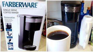 Farberware Compact SingeCup Coffee Maker pod compatible  FW12100024366 5STARS DETAILED REVIEW [upl. by Aissila]