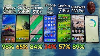 Note 10 Plus vs P30 Pro  iPhone XS MAX  S10 Plus  Note 9  OnePlus 7 Pro Battery Drain Test [upl. by Keri391]