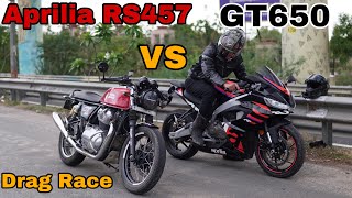 Aprilia RS 457 VS Continental GT650500CC Segment Killer💀Drag Race🚀 [upl. by Isyak]