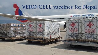 China Aid  Sinopharms Vero Cell vaccines brought to Nepal by the flag carrier of Nepal [upl. by Daveta]