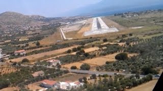 AMAZING B737 onboard cockpit video of landing in EXTREME crosswind at Samos [upl. by Noonberg]