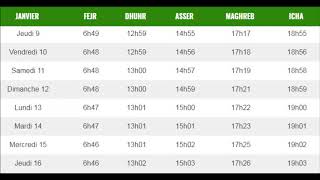 Horaire des prières Paris JANVIER 2020 [upl. by Whale]