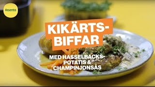 Kikärtsbiffar med hasselbackspotatis amp champinjonsås [upl. by Susana281]