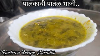 पालकाची पातळ भाजी l palkachi patal bhaji l Tejashree Recipe Marathi l [upl. by Zildjian]