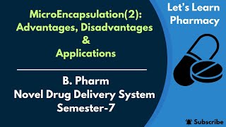 MicroEncapsulation2  BPharm  Semester7  Novel Drug Delivery Systems [upl. by Materi]