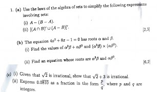 Q1 MATH1100 2023 EXAM PAPER [upl. by Jeanette]