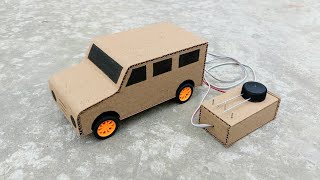 How to make cardboard RC car 🚗 with dc Dynamo motor and 9 v battery 🔋 at home [upl. by Halfdan]