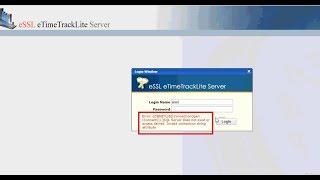 How to Fix eTimeTrackLite Web Server Login Error  Web Software Error  eSSL  2019 [upl. by Tressia203]