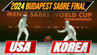 USA vs Korea  2024 Budapest Mens Team Sabre Final [upl. by Hilten]