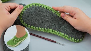 Simple crochet slippers on the sole  a detailed tutorial [upl. by Une549]