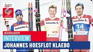 J Klaebo  quotCool to be World Championquot  Seefeld  Mens SP  FIS Nordic World Ski Championships [upl. by Rukna]