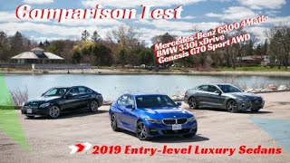 2019 MercedesBenz C300 4Matic vs BMW 330i xDrive vs Genesis G70 Sport AWD [upl. by Quinn]