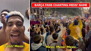 Araujo and Barça fans chanting Messi Name after Winning La Liga 2023 [upl. by Aral]