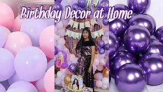 Birthday Decoration at Home  Cicular Bday Decor  Pink and purple balloons decoration for birthday [upl. by Ofloda660]