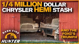 HUGE Hemi Stash Fonzies Motorcycle and George DeLoreans RARE Hot Rod Coupe  Barn Find Hunter [upl. by Etac]