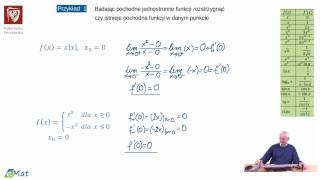 odc 17 Pochodne jednostronne funkcji pochodne niewłaściwe [upl. by Sik319]