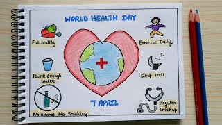 World health day poster drawing easy  Health day poster making idea  artYo [upl. by Aztirak]