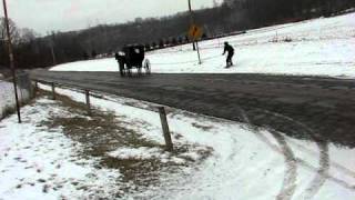 Amish Skiing Behind Buggy [upl. by Etat]