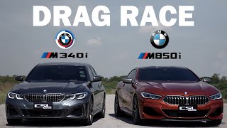 HIGHLIGHT BMW M850i vs BMW M340i DRAG RACE [upl. by Mussman287]