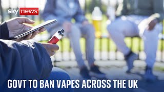 Sale and supply of singleuse vapes to be banned in UK [upl. by Sellig309]