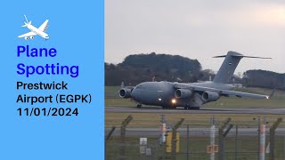 Plane Spotting  Prestwick Airport EGPK 11012024 [upl. by Ibot111]