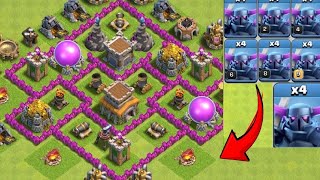 Town hall 6 base formation vs add level pekka troops attack clashofclans game [upl. by Ellan]