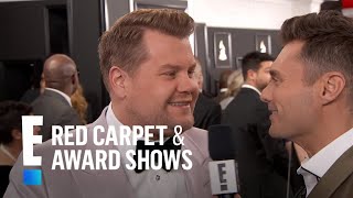 James Corden Did What to Prep for Hosting 2017 Grammys  E Red Carpet amp Award Shows [upl. by Filemon]