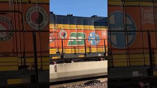 BNSF 25 anniversary 6017 leads the HDENLAU at Longmont train bnsf shorts heritageunits [upl. by Aciras]