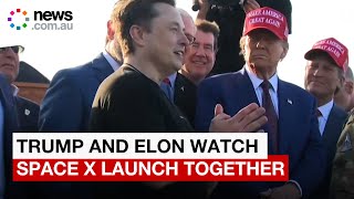 Donald Trump watches Space X starship launch with Elon Musk [upl. by Caneghem]